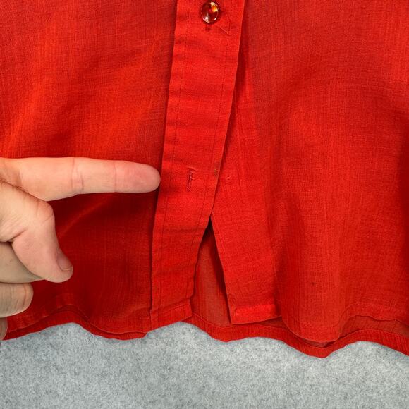 Vintage Loubella Extendables Blouse Womens Size 10/11 Red Sheer Red Button Up - Picture 4 of 15